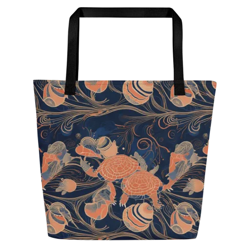 Tidal Filigree on a Large Tote Bag W/ Pocket