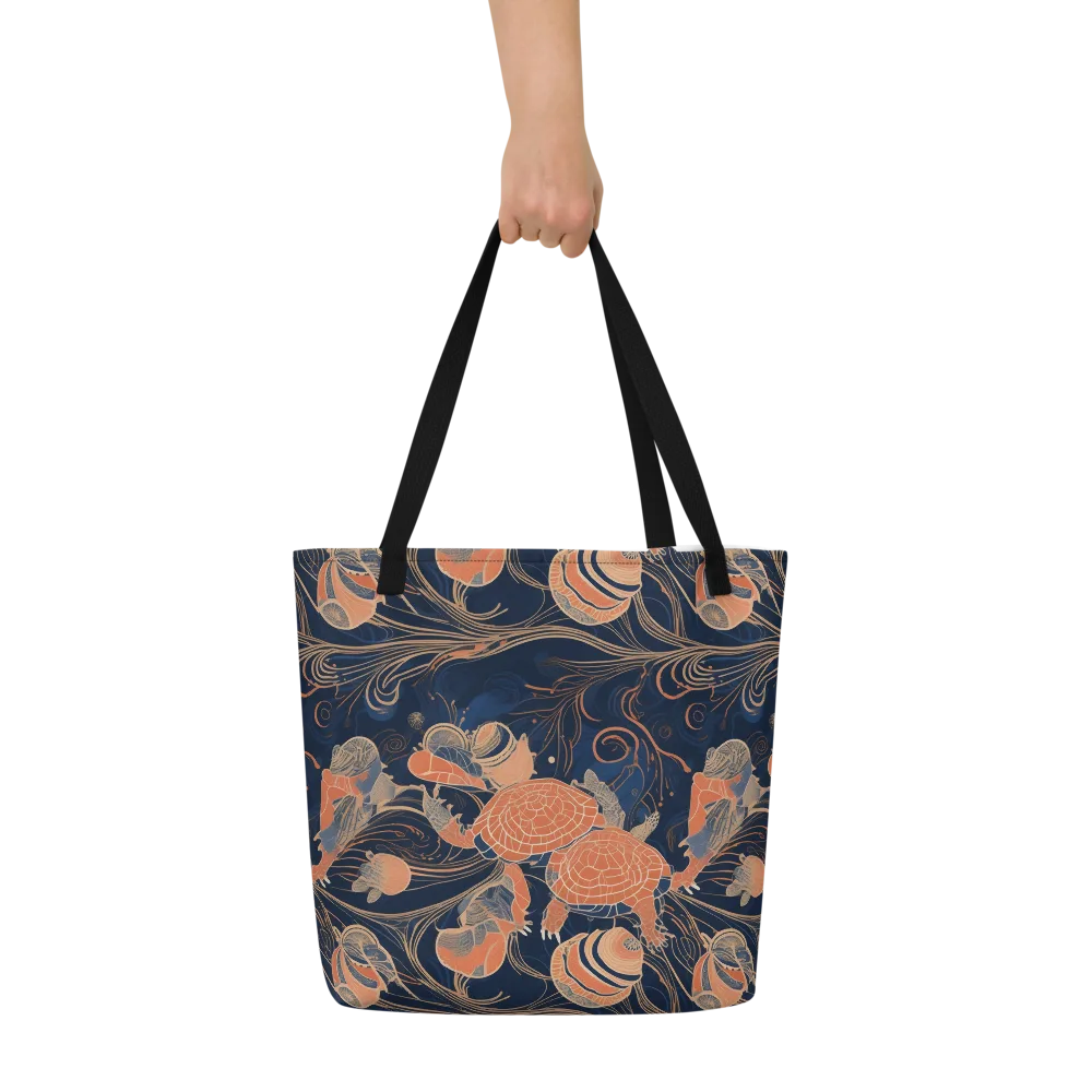 Tidal Filigree on Large Tote Bag W/ Pocket — Front