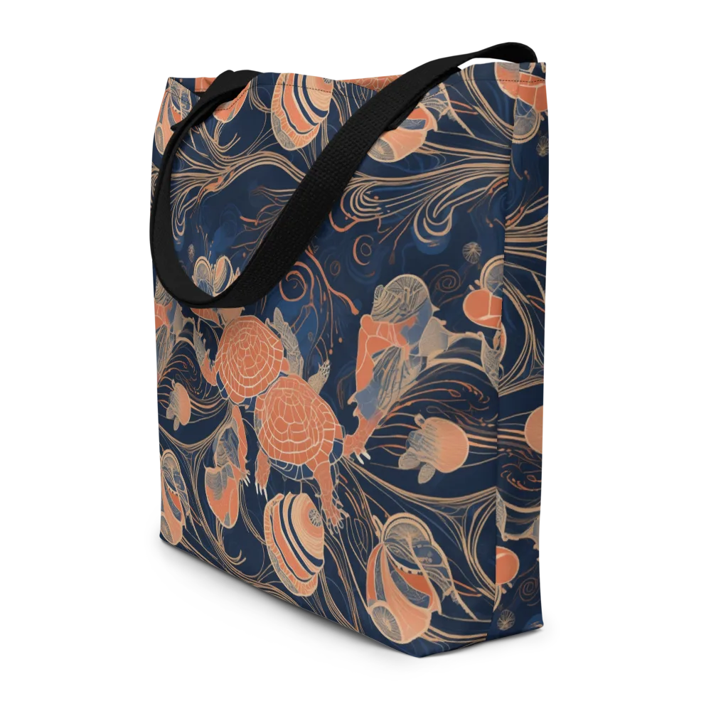 Tidal Filigree on Large Tote Bag W/ Pocket — Front