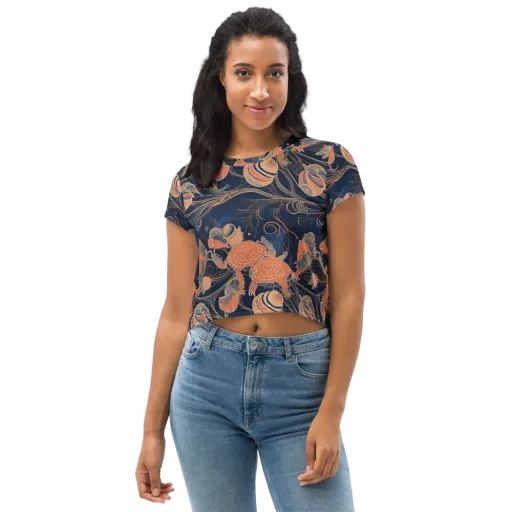 Tidal Filigree on a Crop Tee