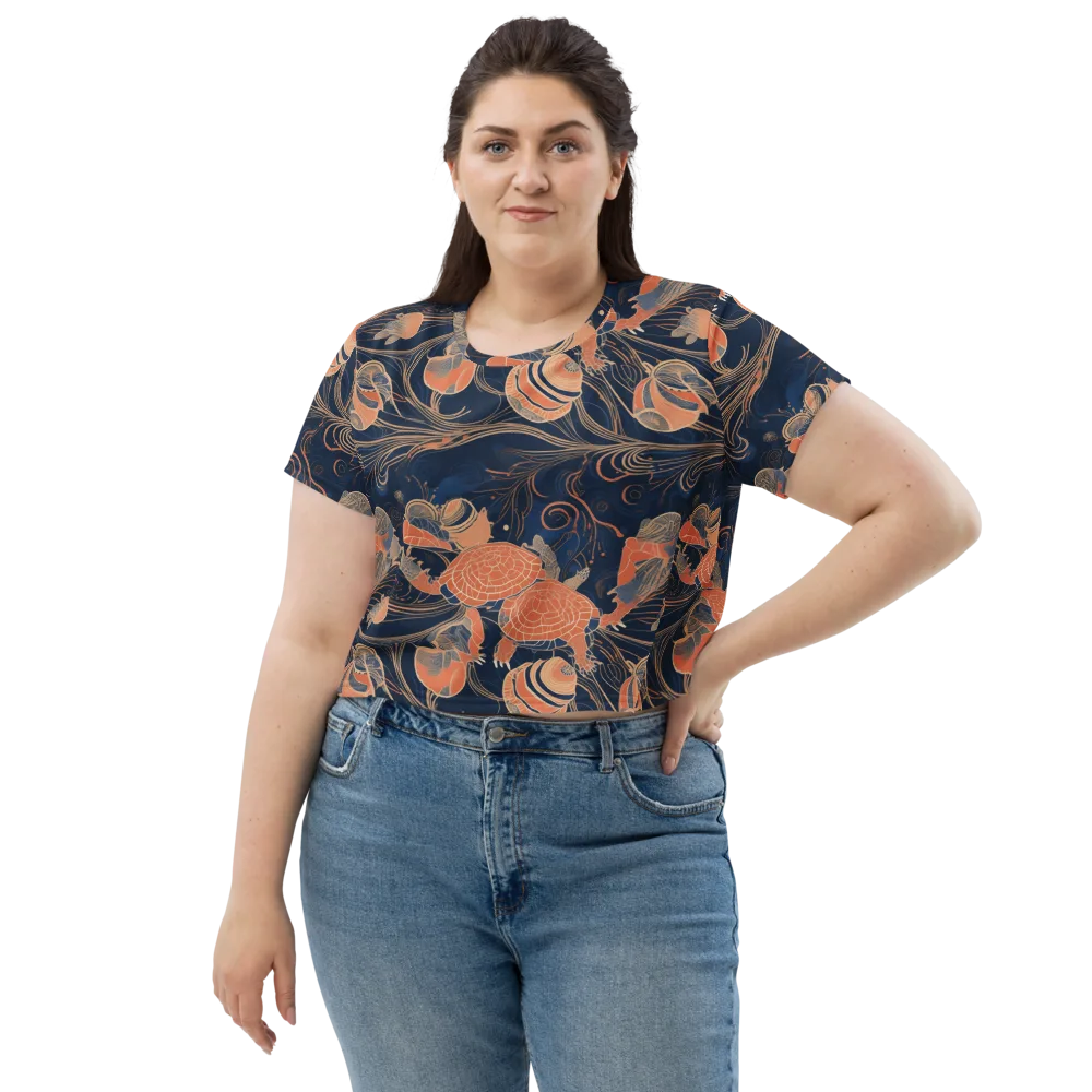 Tidal Filigree on Crop Tee — Front