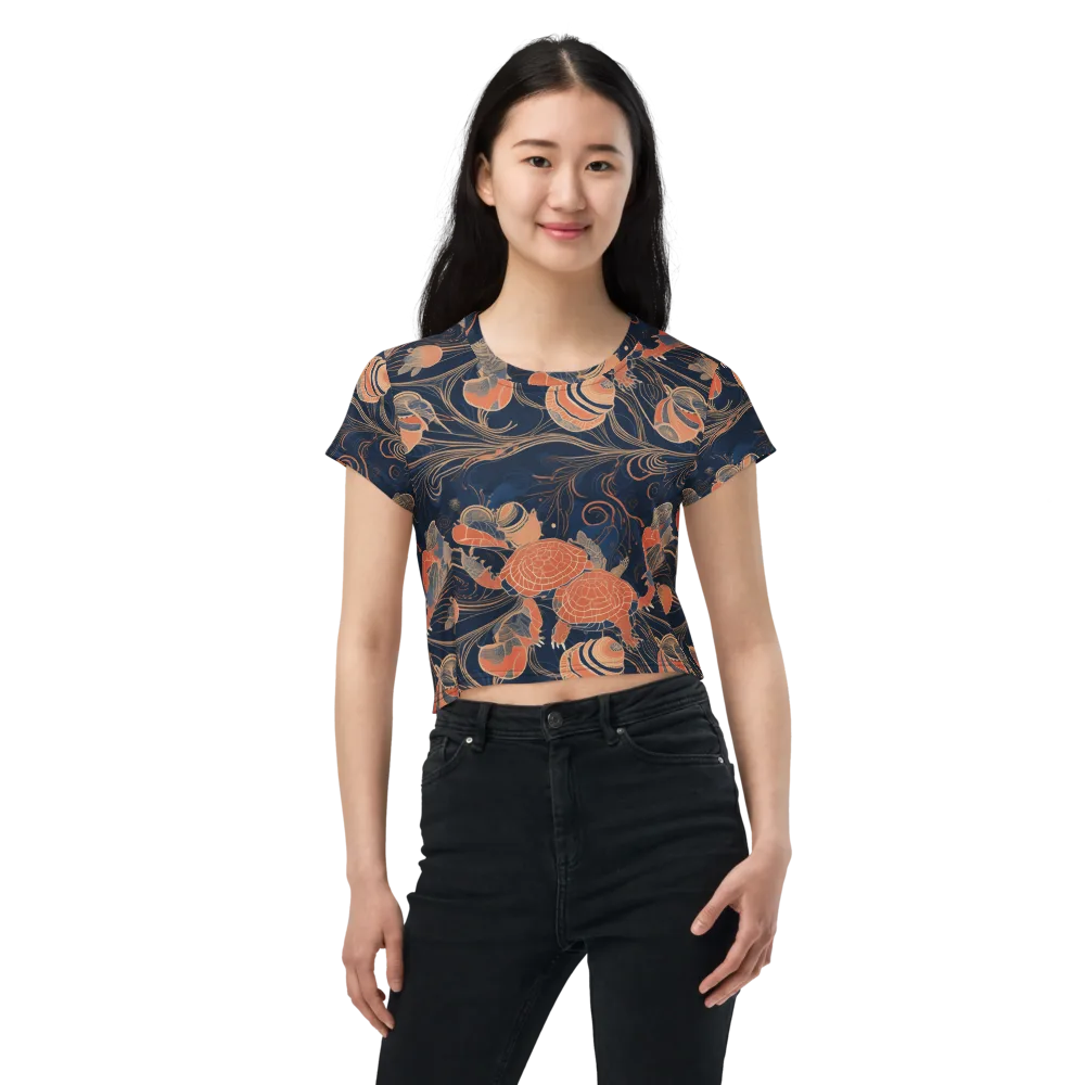 Tidal Filigree on Crop Tee — Front
