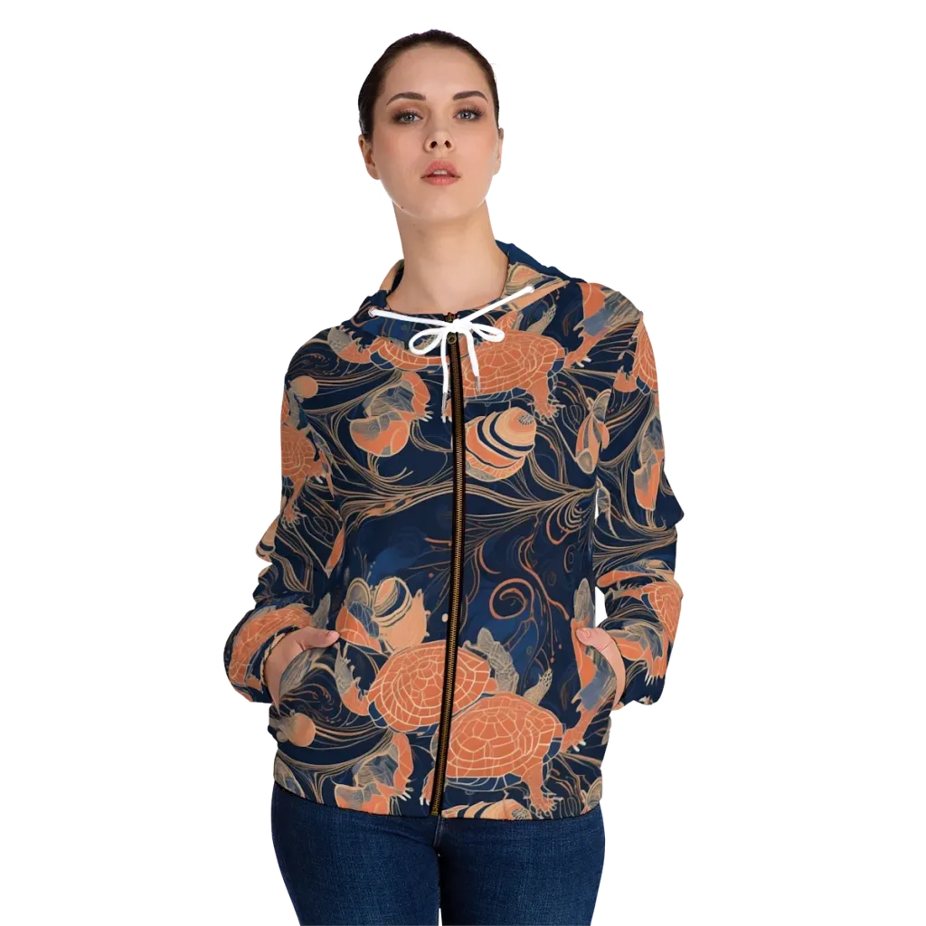 Tidal Filigree on Women's Full-Zip Hoodie — Front On Person