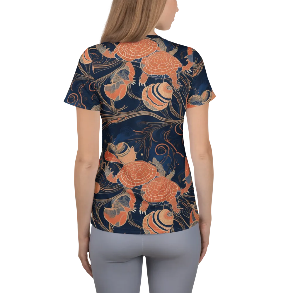 Tidal Filigree on Women's Athletic T-Shirt — Back