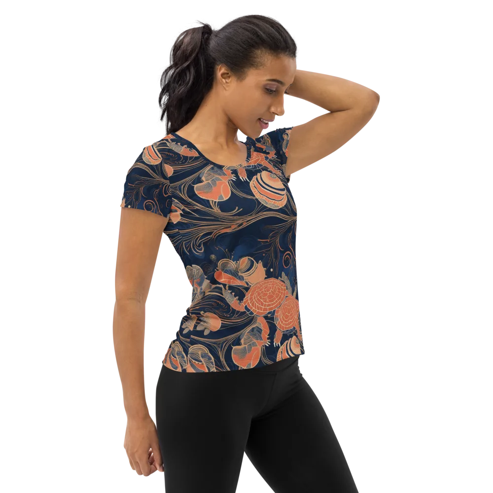 Tidal Filigree on Women's Athletic T-Shirt — Right