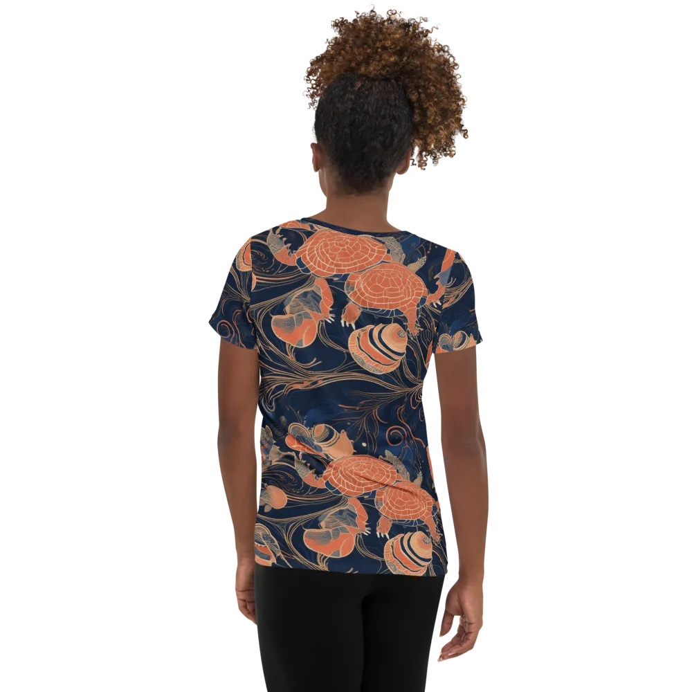 Tidal Filigree on Women's Athletic T-Shirt — Back