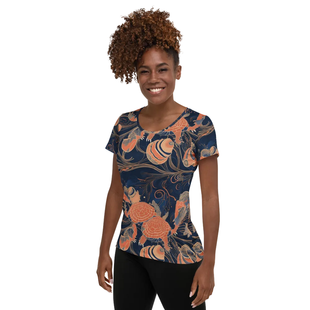 Tidal Filigree on Women's Athletic T-Shirt — Left