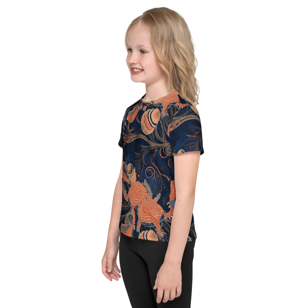 Tidal Filigree on Kids Crew Neck T-Shirt — Left