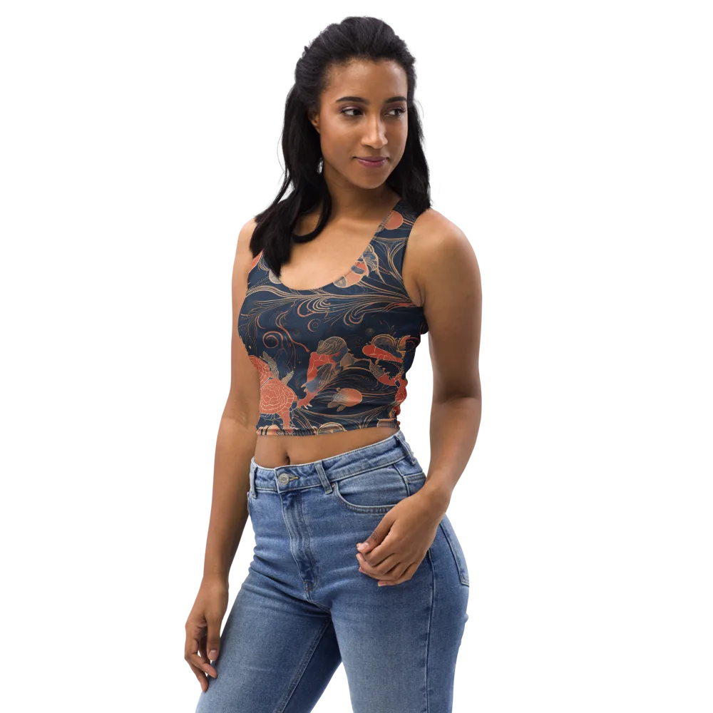 Tidal Filigree on Crop Top — Left Front