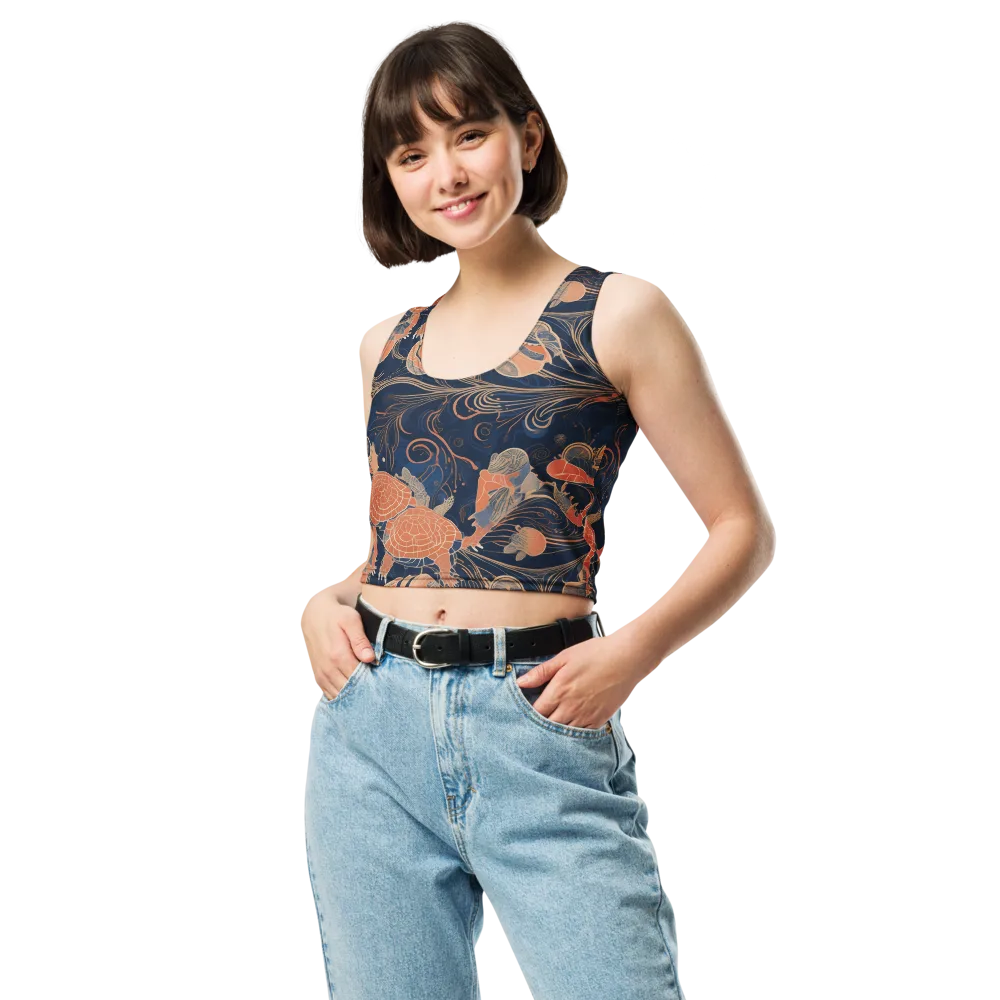Tidal Filigree on Crop Top — Front