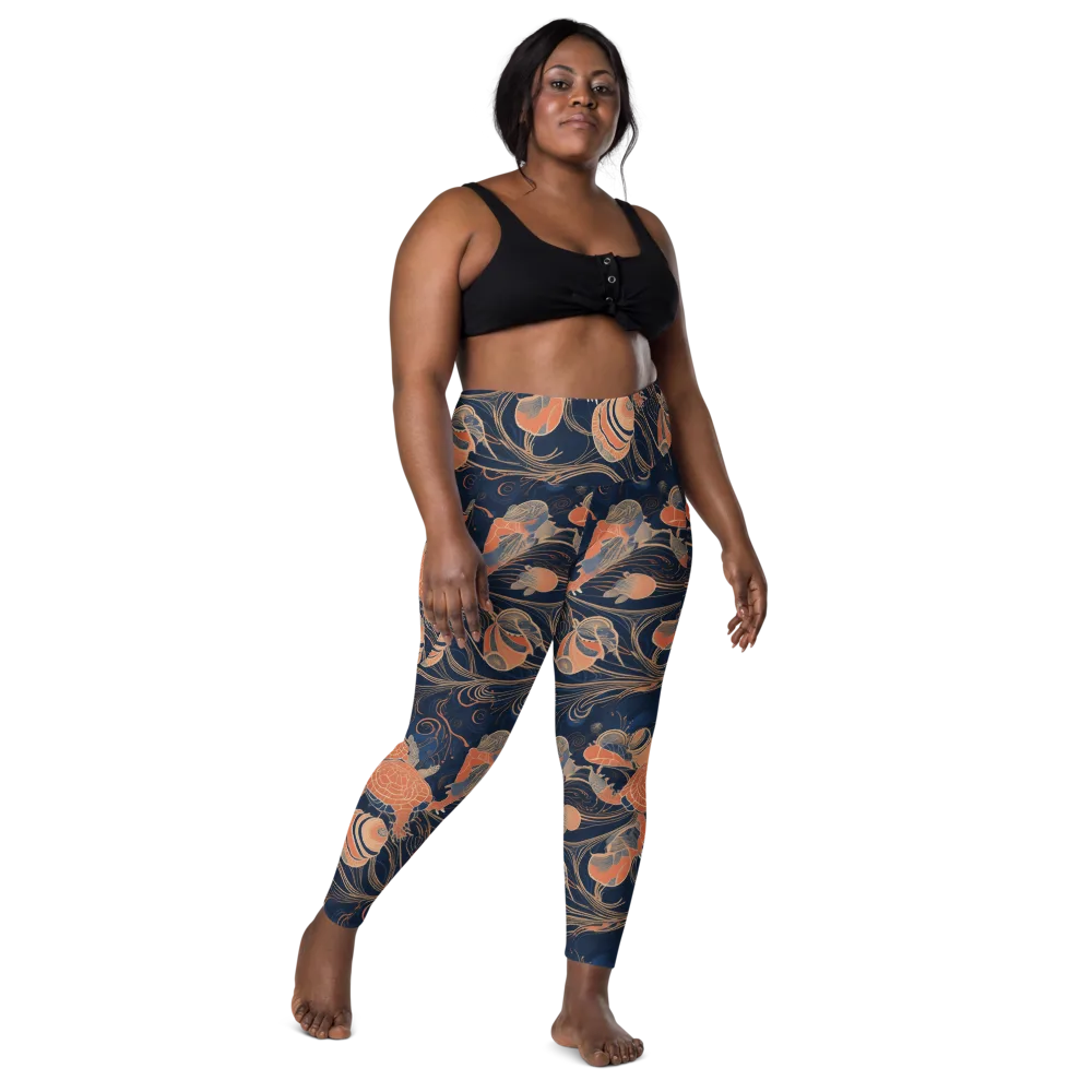 Tidal Filigree on Leggings with Pockets — Front
