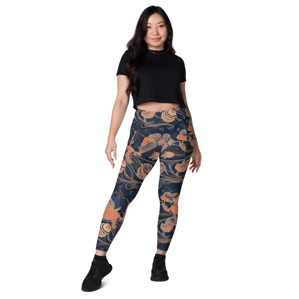 Tidal Filigree on Leggings with Pockets — Front