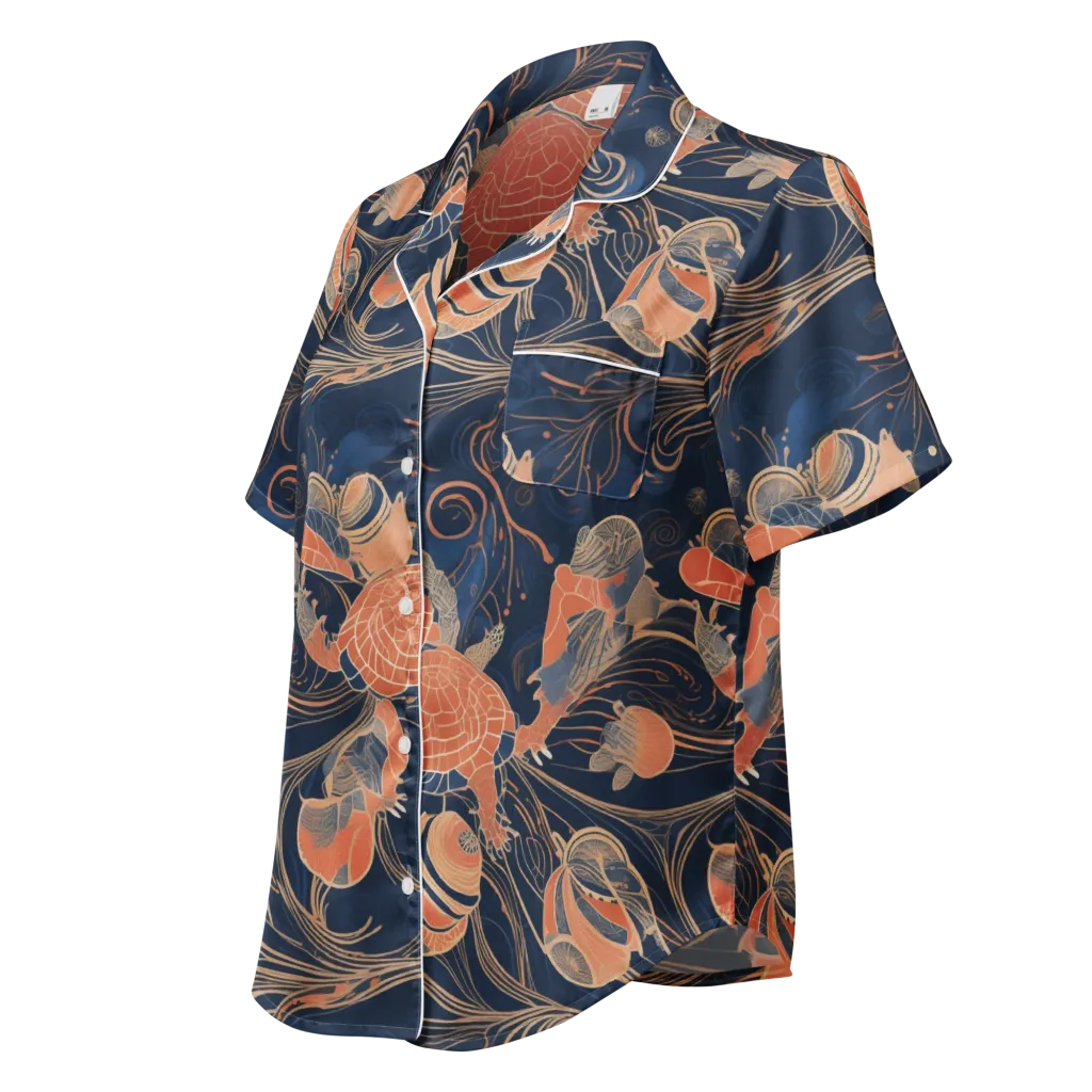 Tidal Filigree on Women's Short Sleeve Pajama Top — Left Front