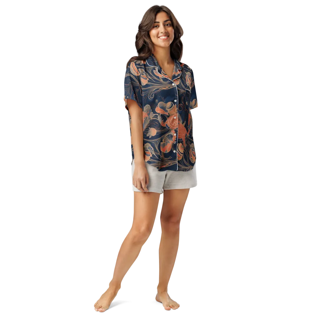Tidal Filigree on Women's Short Sleeve Pajama Top — Front
