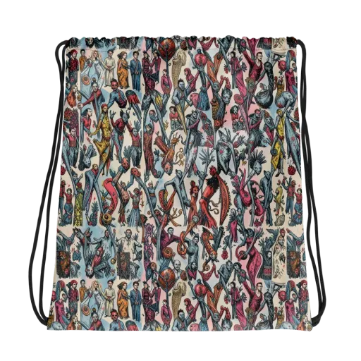 Freakshow Fête on a Drawstring Bag