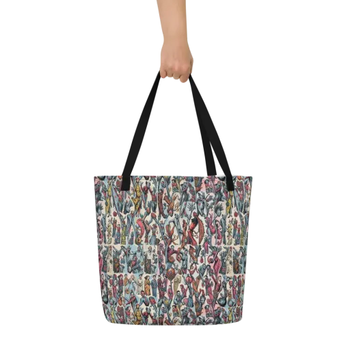 Freakshow Fête on a Large Tote Bag W/ Pocket