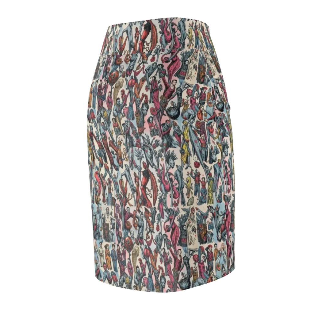 Freakshow Fête on Pencil Skirt — Back Side