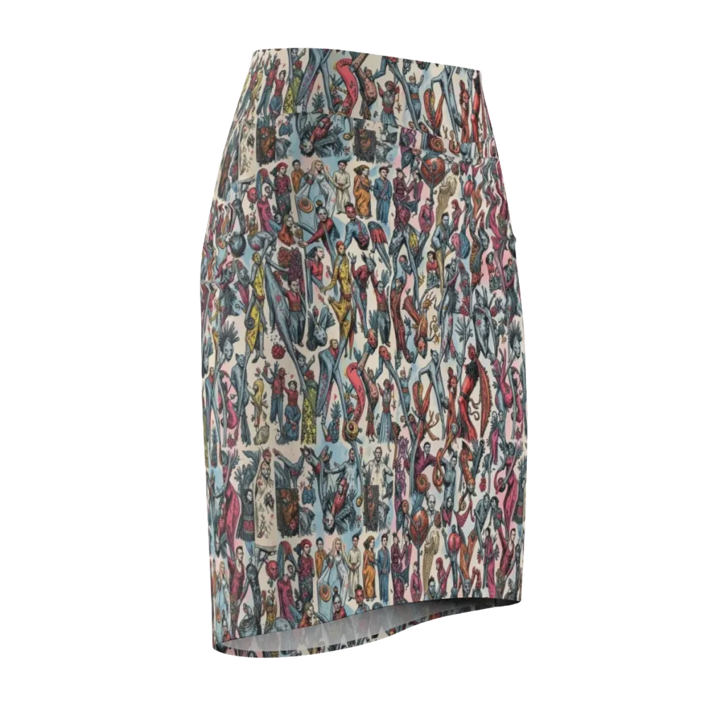 Freakshow Fête on Pencil Skirt — Front Side