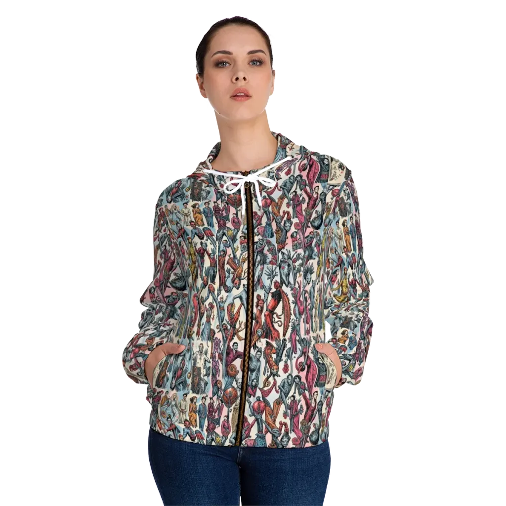 Freakshow Fête on Women's Full-Zip Hoodie — Front On Person