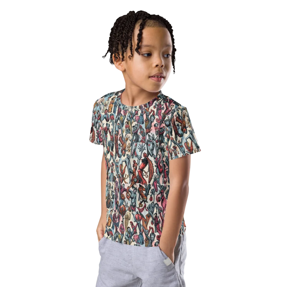 Freakshow Fête on Kids Crew Neck T-Shirt — Left Front