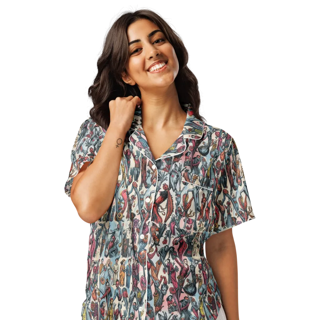 Freakshow Fête on Women's Short Sleeve Pajama Top — Front