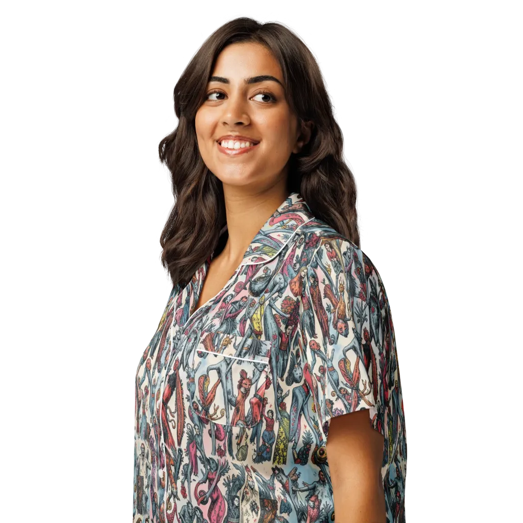 Freakshow Fête on Women's Short Sleeve Pajama Top — Left Front