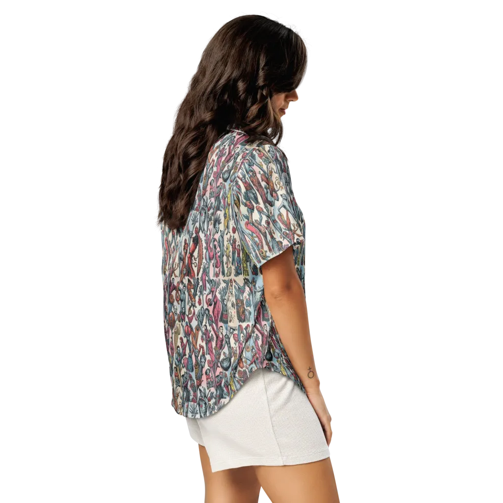 Freakshow Fête on Women's Short Sleeve Pajama Top — Right Back