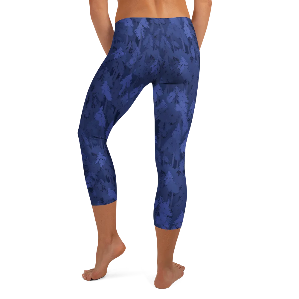 Indigo Evergreen on Capri Leggings — Back