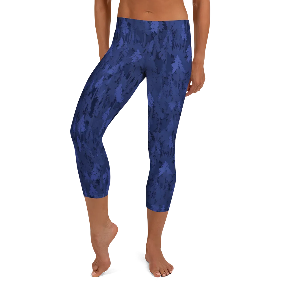 Indigo Evergreen on Capri Leggings — Front