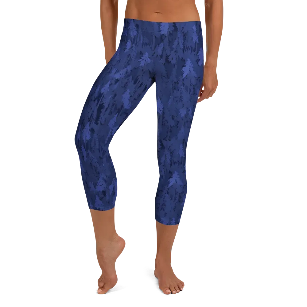 Indigo Evergreen on Capri Leggings — Front
