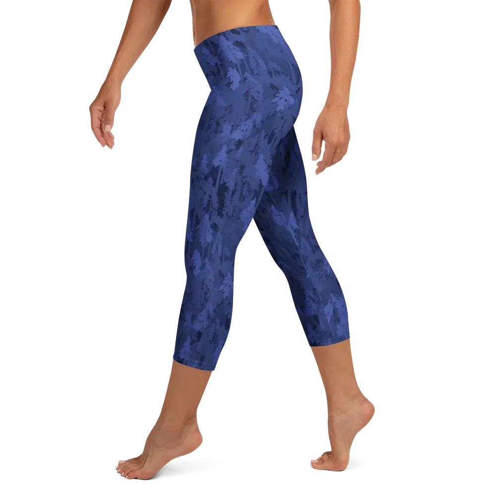 Indigo Evergreen on Capri Leggings — Left
