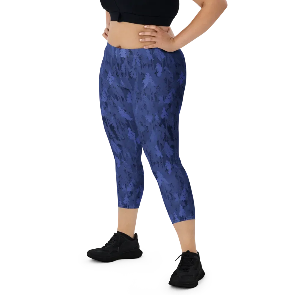 Indigo Evergreen on Capri Leggings — Front