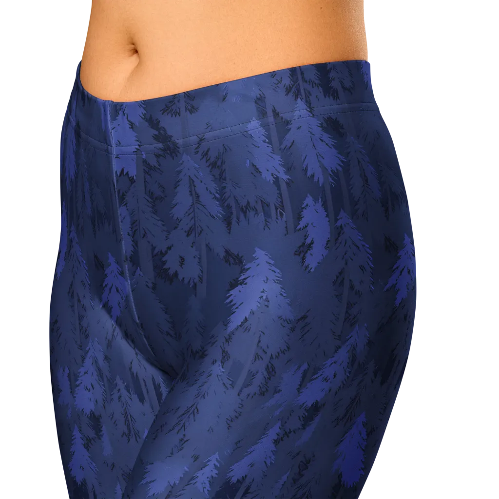 Indigo Evergreen on Capri Leggings — Zoomed-in