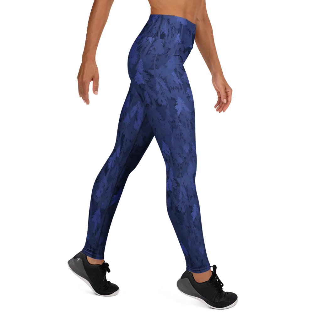 Indigo Evergreen on Yoga Leggings — Right