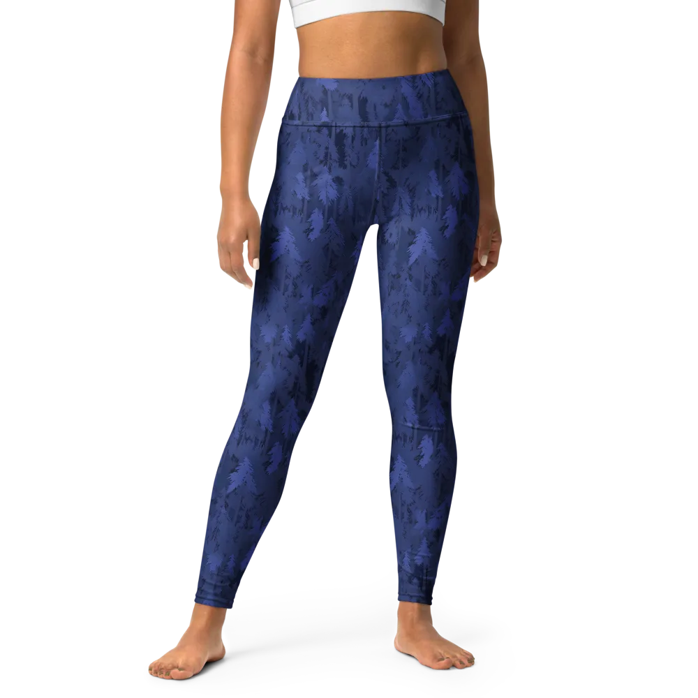 Indigo Evergreen on Yoga Leggings — Front
