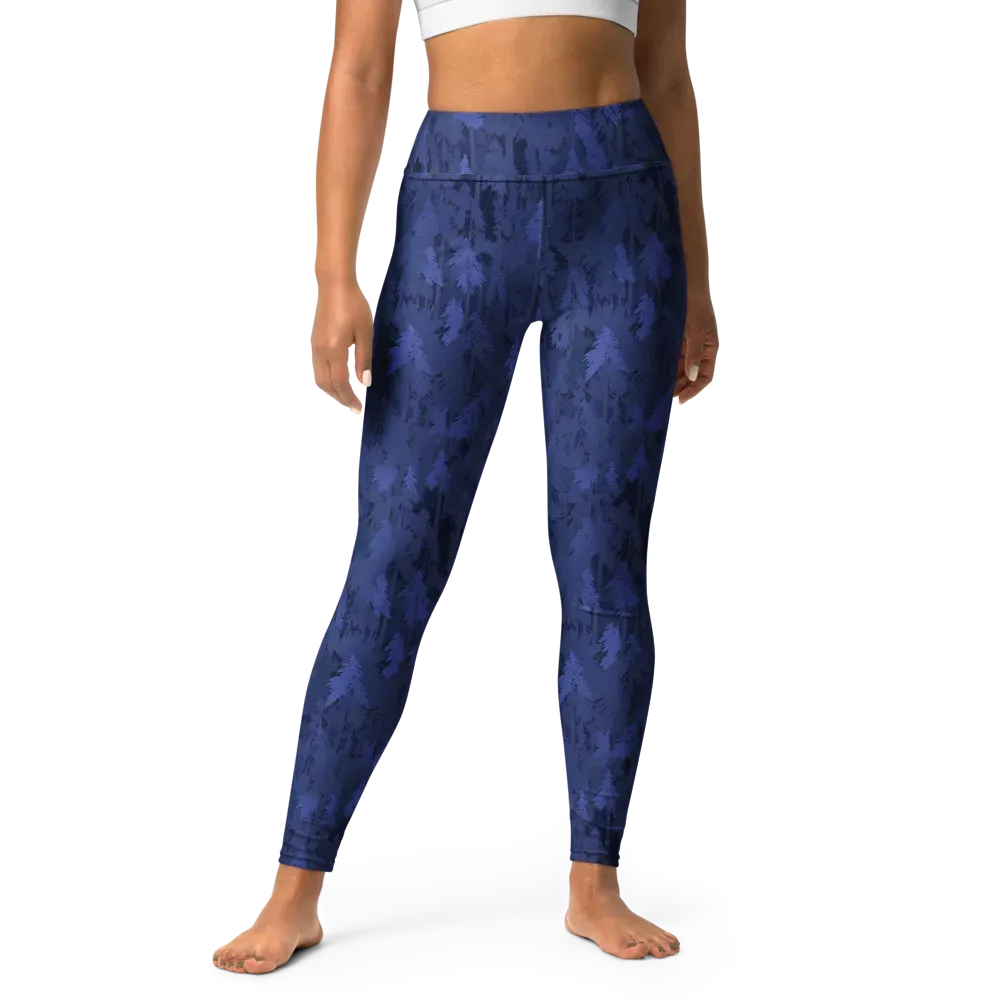Indigo Evergreen on Yoga Leggings — Front