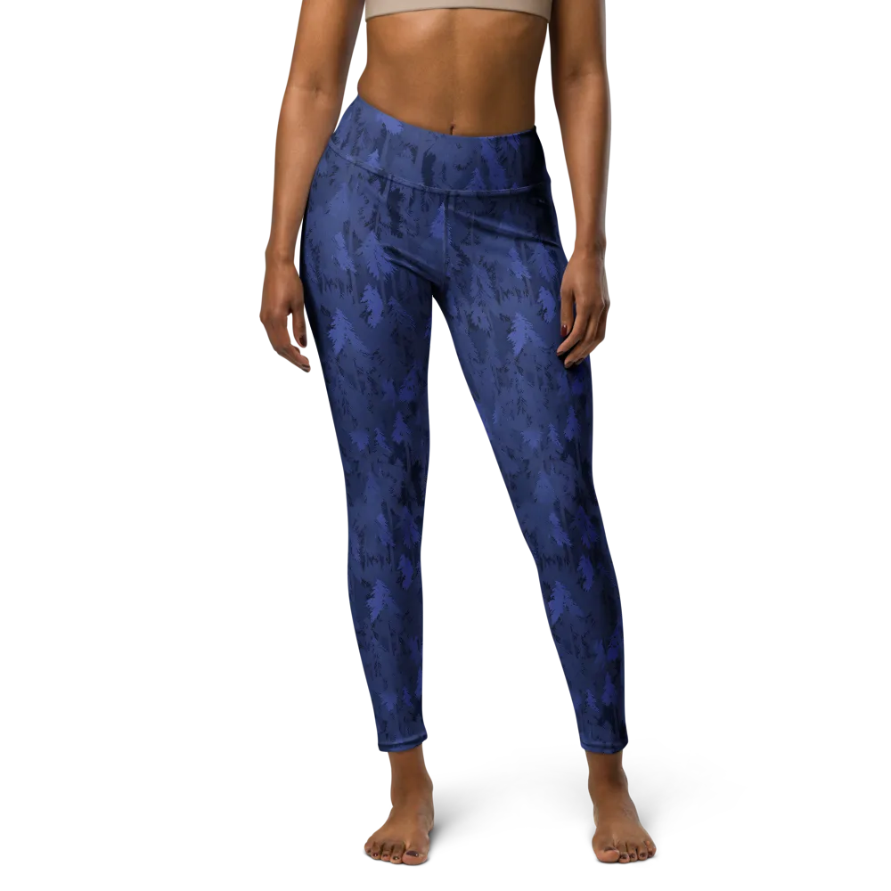 Indigo Evergreen on Yoga Leggings — Front