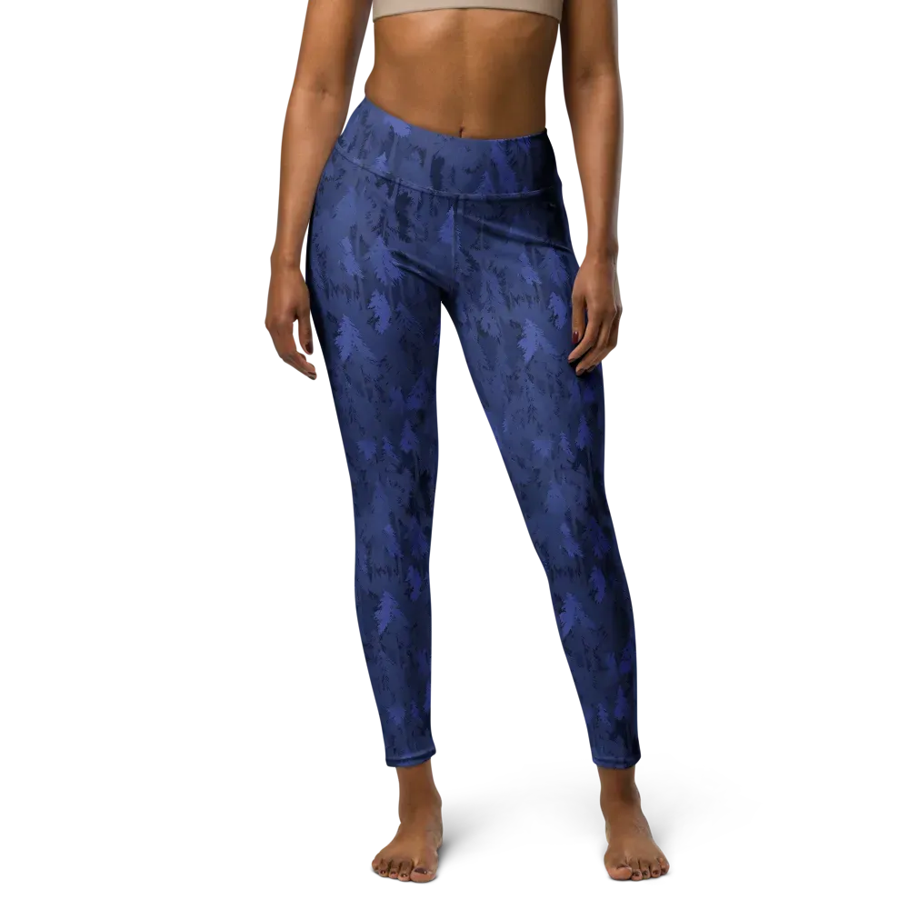 Indigo Evergreen on Yoga Leggings — Front