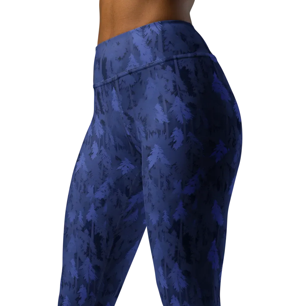 Indigo Evergreen on Yoga Leggings — Left Front