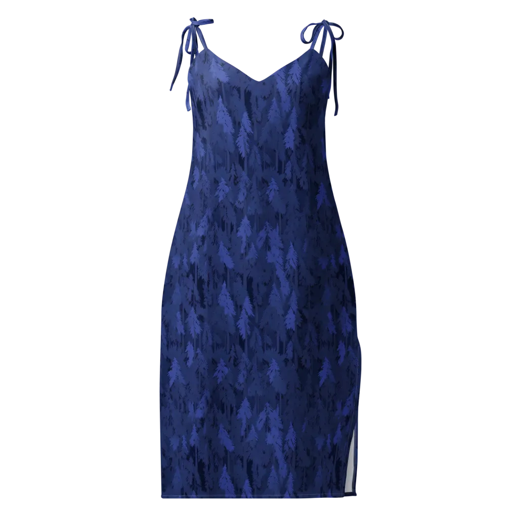 Indigo Evergreen on Slip Dress — Front