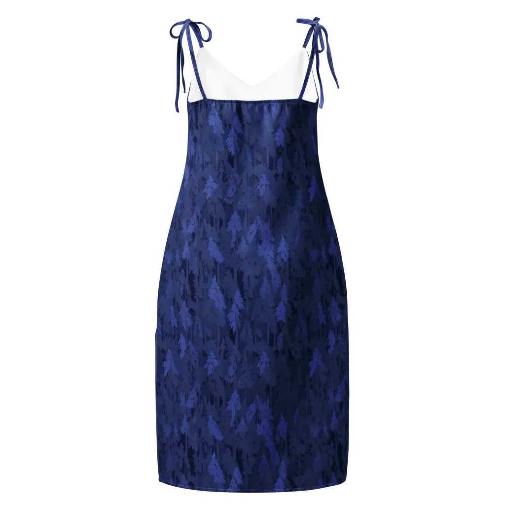 Indigo Evergreen on Slip Dress — Back
