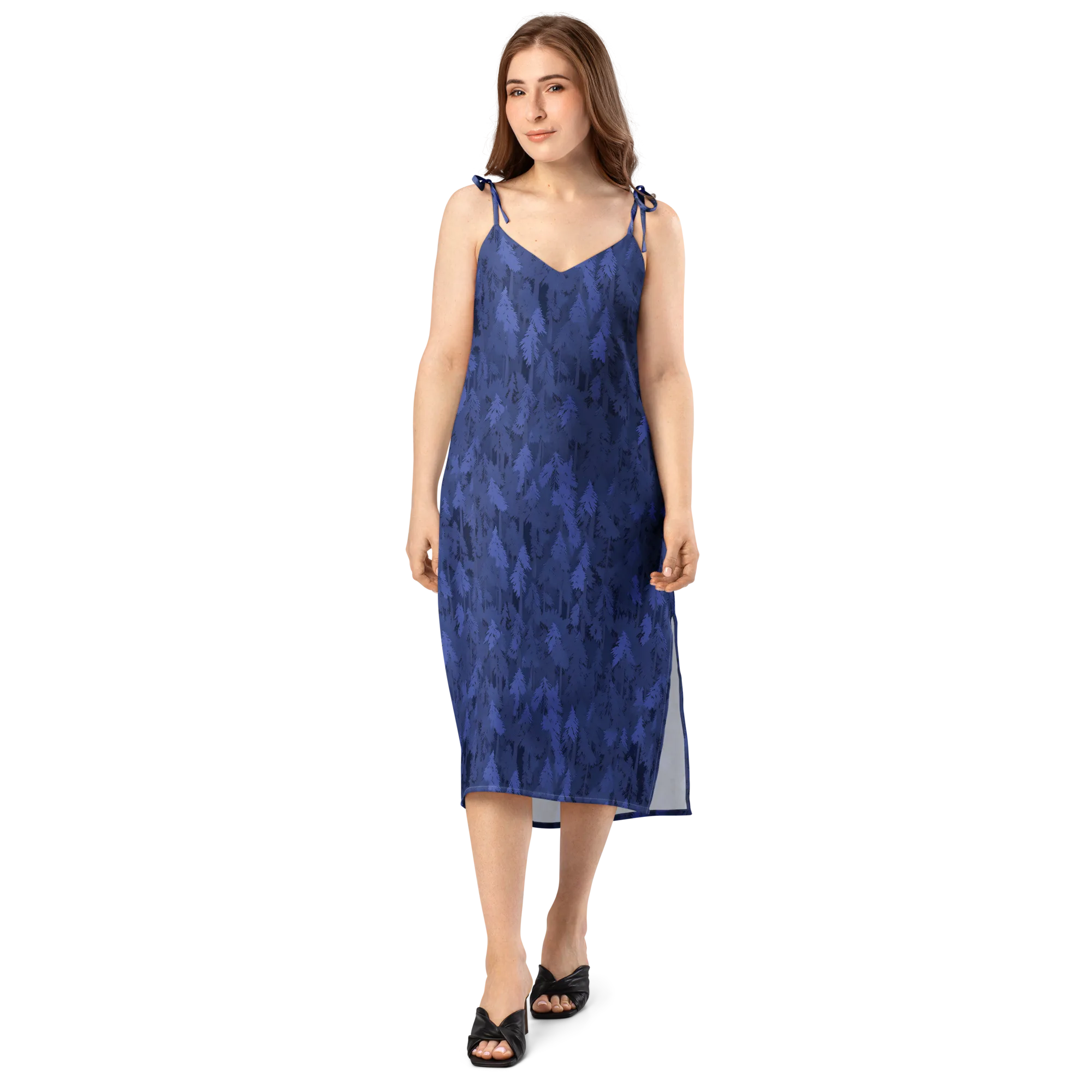 Indigo Evergreen on Slip Dress — Front