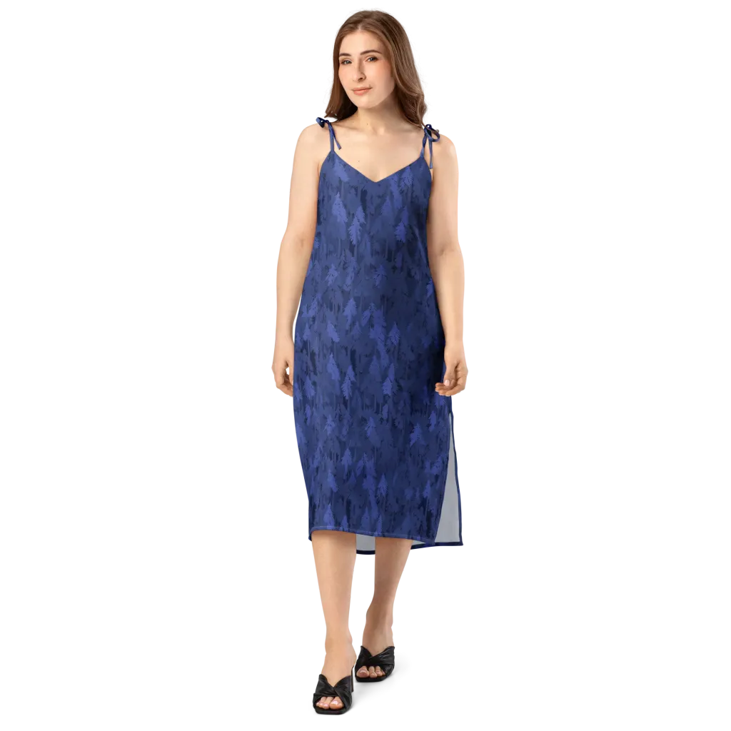 Indigo Evergreen on Slip Dress — Front
