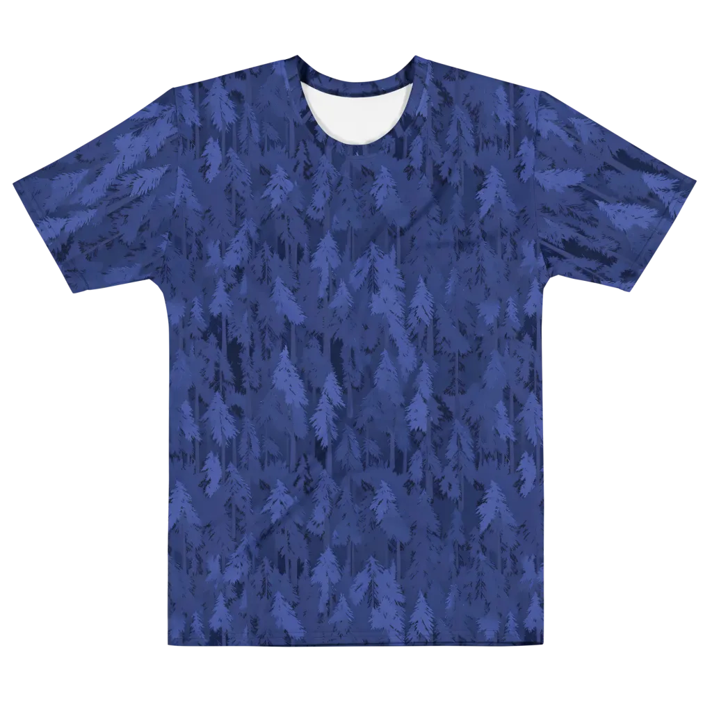 Indigo Evergreen on Men's Cotton Crew Neck T-Shirt — Front