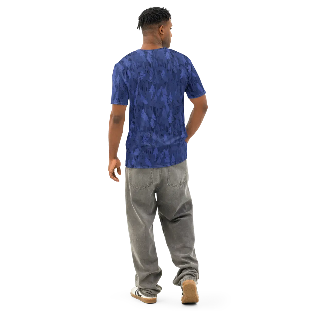 Indigo Evergreen on Men's Cotton Crew Neck T-Shirt — Back