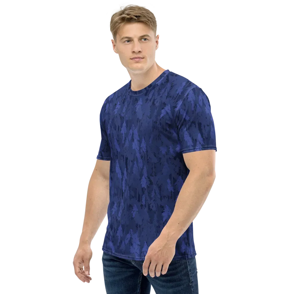 Indigo Evergreen on Men's Crew Neck T-Shirt — Left