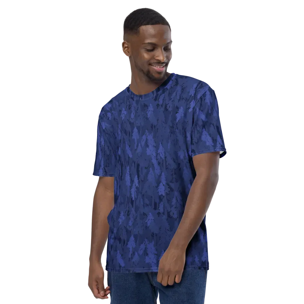 Indigo Evergreen on Men's Crew Neck T-Shirt — Left