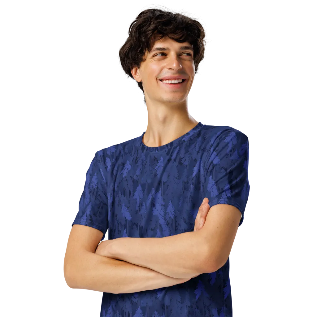 Indigo Evergreen on Men's Crew Neck T-Shirt — Left Front