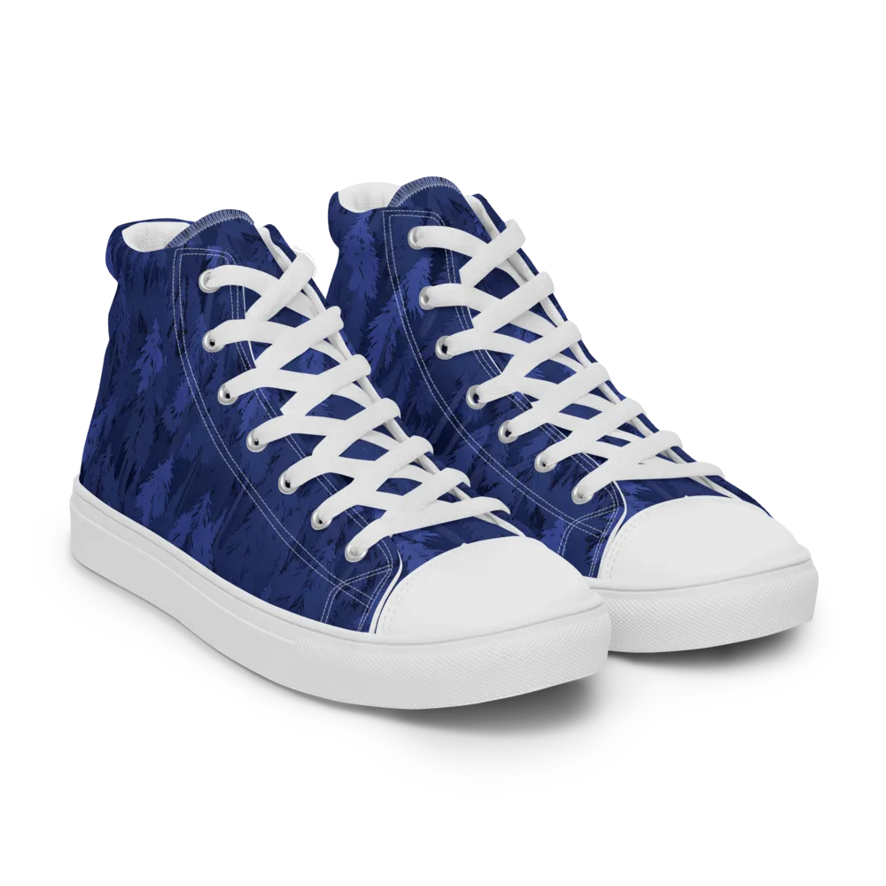 Indigo Evergreen on Men's High Top Canvas Shoes — Right Front