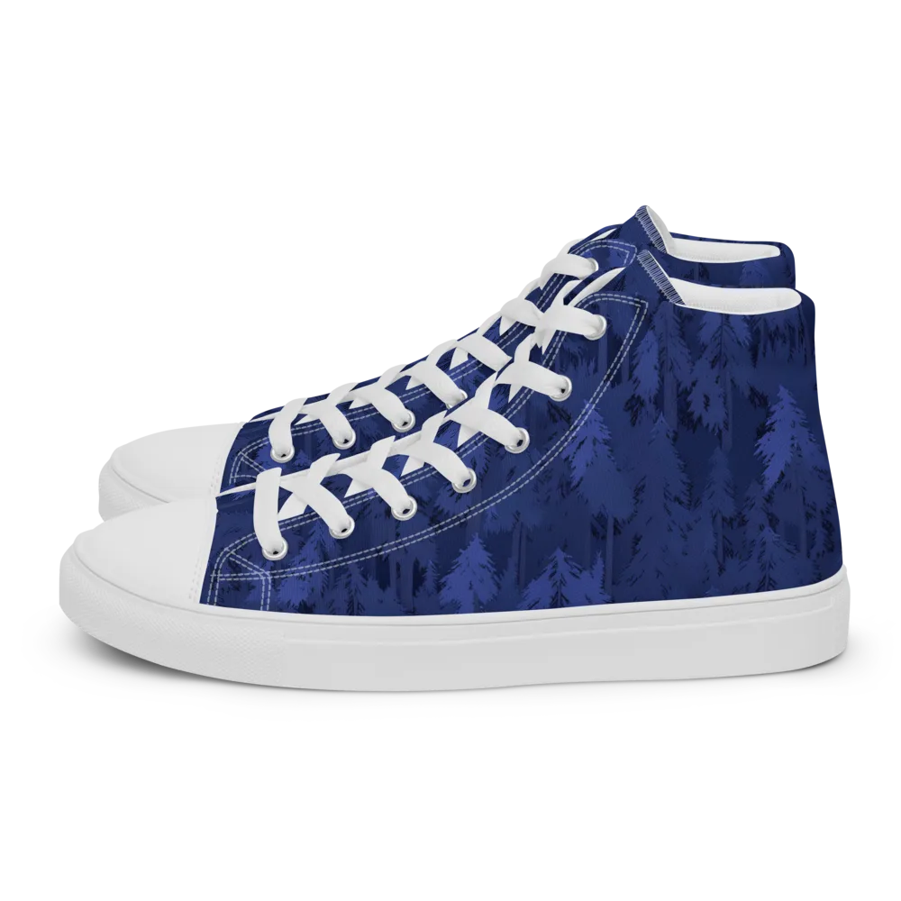 Indigo Evergreen on Men's High Top Canvas Shoes — Left